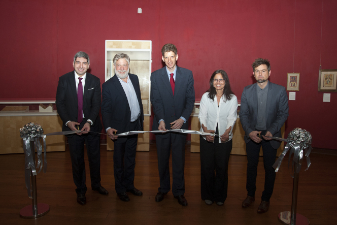 (From left) Ribbon-cutting ceremony by the former President of the Armenian Community of China Mr Henri Arslanian, Collector of the McCarthy Collection Mr Robert McCarthy, UMAG Director Dr Florian Knothe, Head of Preservation and Conservation for HKUL Ms Jody Beenk and UMAG Associate Curator and Publisher Mr Christopher Mattison.