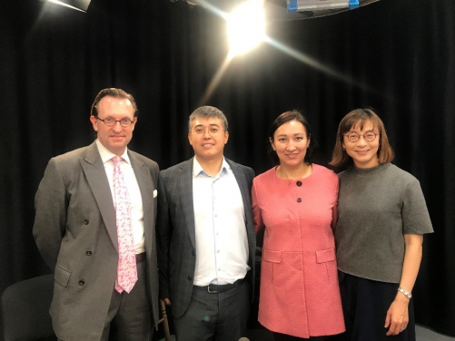 (From left) Professor Douglas Arner, Kerry Holdings Professor of Law, HKU, Kuanysh Abhesev, AlmaU, Assel Nurgazina, Director of International Office, AlmaU and Ellen Setoe, Instructional Designer (Affiliated to TELI), HKU