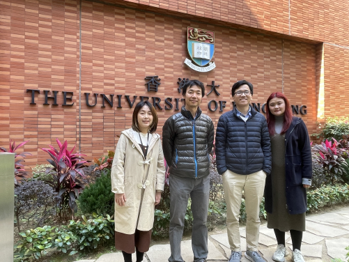 Image 2: A group photo of key members of the research team. From left: PhD student Ms Kun CHEN from the School of Biological Sciences, Faculty of Science, HKU; Professor Ken Hoi Tang MA from the Department of Pathology, LKS Faculty of Medicine, HKU; and Professor Gary Ying Wai CHAN and Postdoctoral Fellow Dr Nannan KONG from the School of Biological Sciences, Faculty of Science, HKU.
 